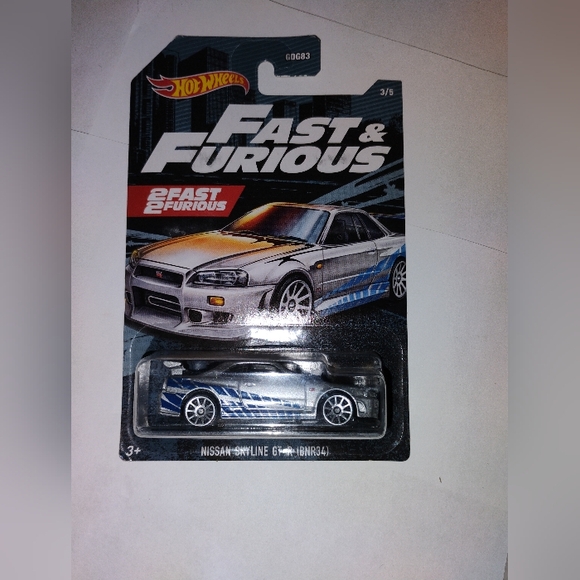 Hot Wheels Fast And The Furious 2 Fast 2 Furious Nissan Skyline GTR BNR34 - Picture 1 of 2